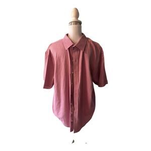 Synrgy Men's Red Checked Button Up Size 1XL